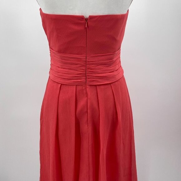 LAST CHANCE NEW David’s Crinkle Chiffon Dress Front Cascade Guava F14847 Size 4 - Picture 6 of 10